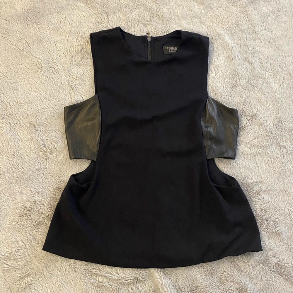 La pina by David Helwani genuine leather detailed top, L